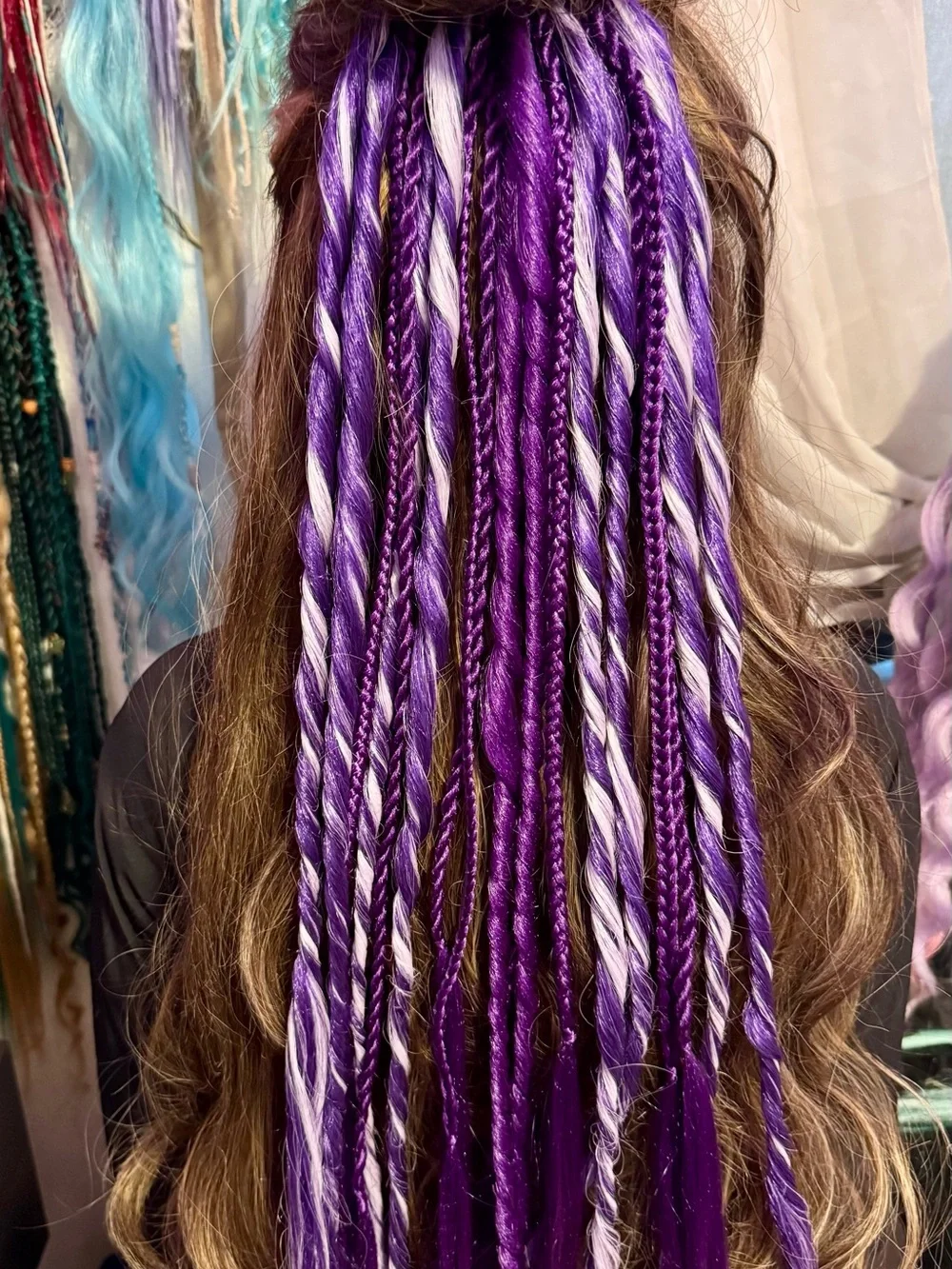 Purple & White Synthetic Braided Hair Extensions - Women Hair Wigs & Extensions
